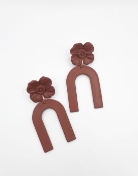 Earrings "Flower arch" chocolate brown